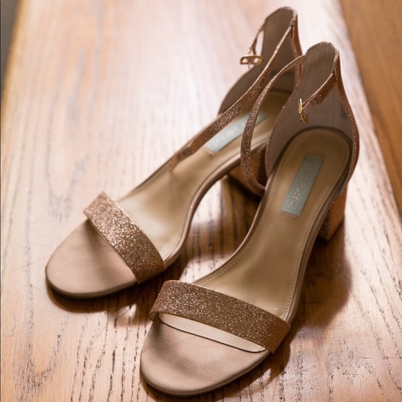 betsey johnson champagne glitter heels
